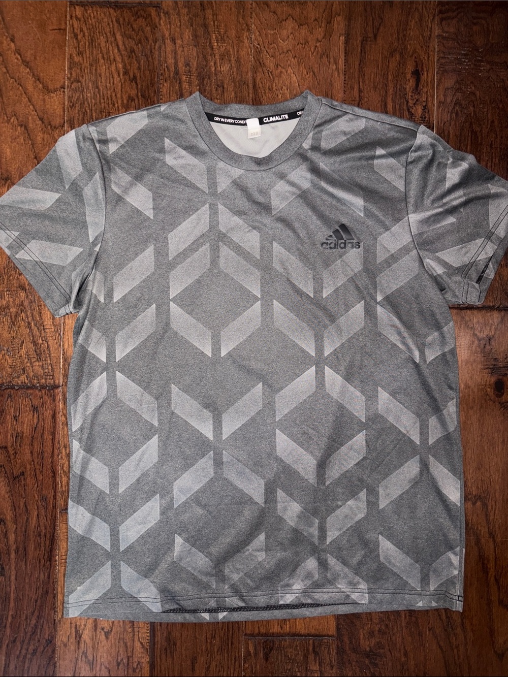 adidas Men’s Gray Geometric Short Sleeve Performance Tee